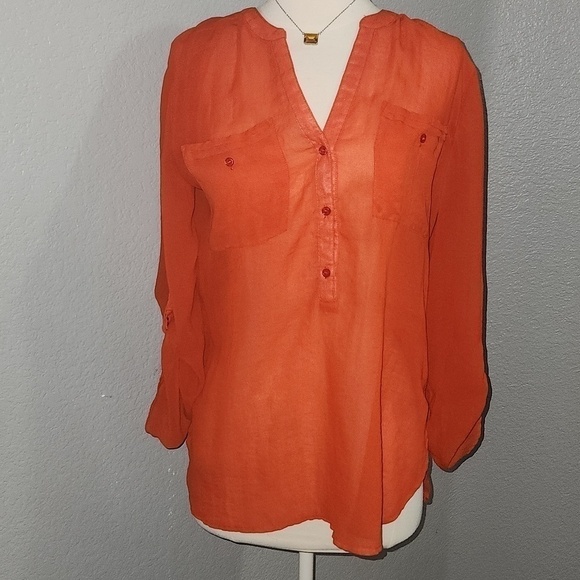 Fred David Tops - Fred David Sheer Tangerine Color Top Size Medium
